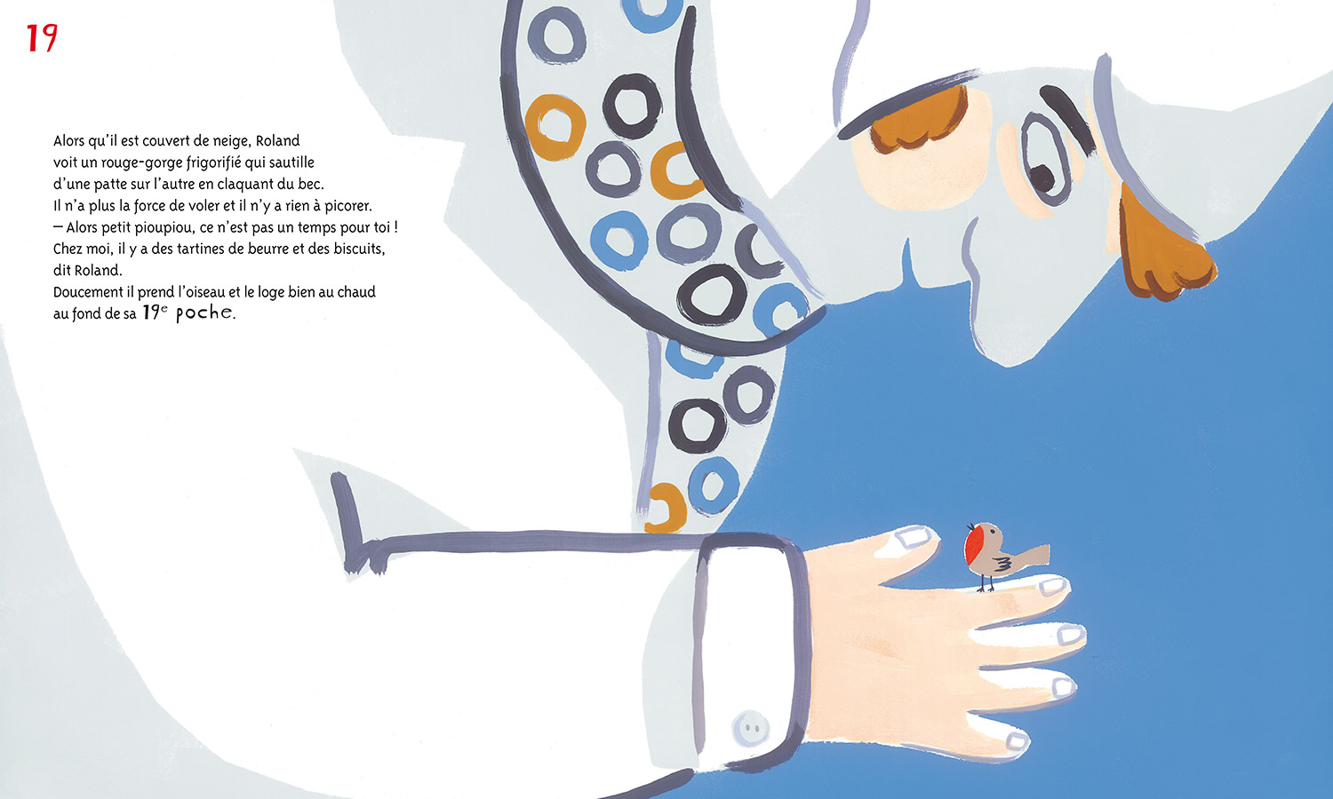 Le Géant de Noël © Magali Bardos actes sud junior calendrier de l'avent livre pour enfant album jeunesse rouge 24 poches grands manteaux rouge-gorge illustrations gouache