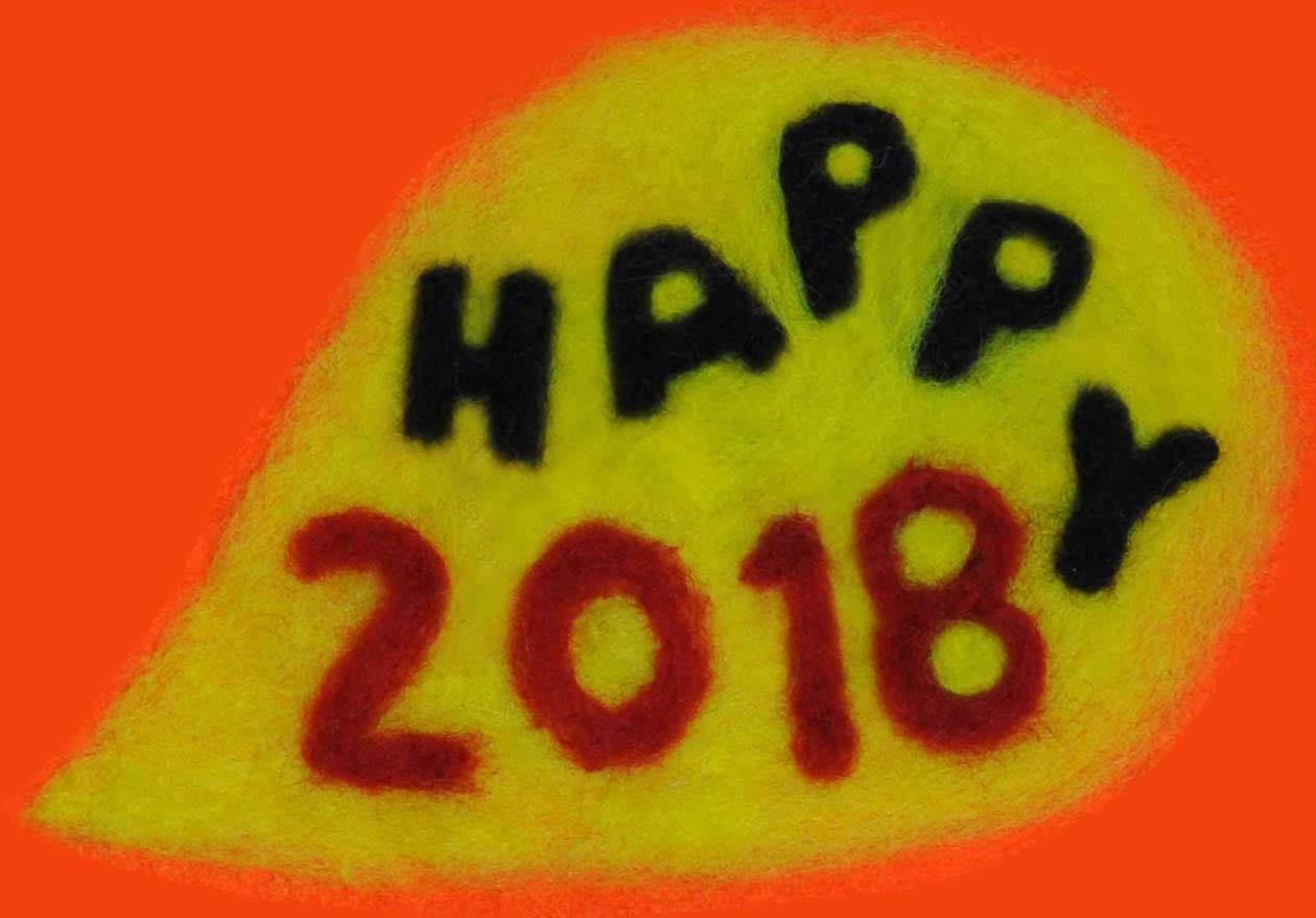 carte de voeux 2018 Magali bardos illustration laine feutrée portrait rouge orange jaune noir