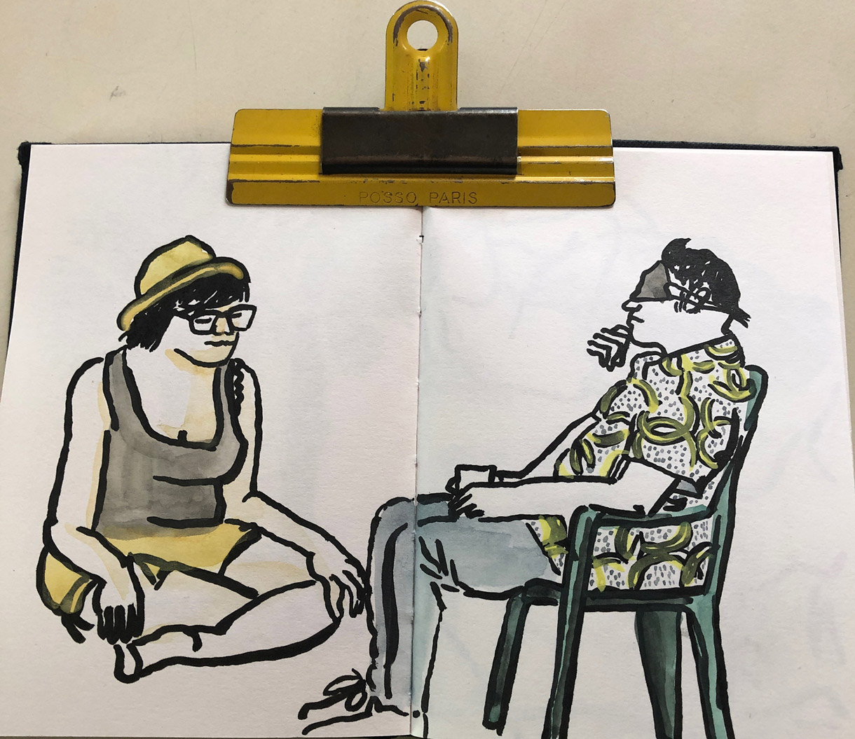 © Magali Bardos carnet de croquis sieste musicale encre gouache